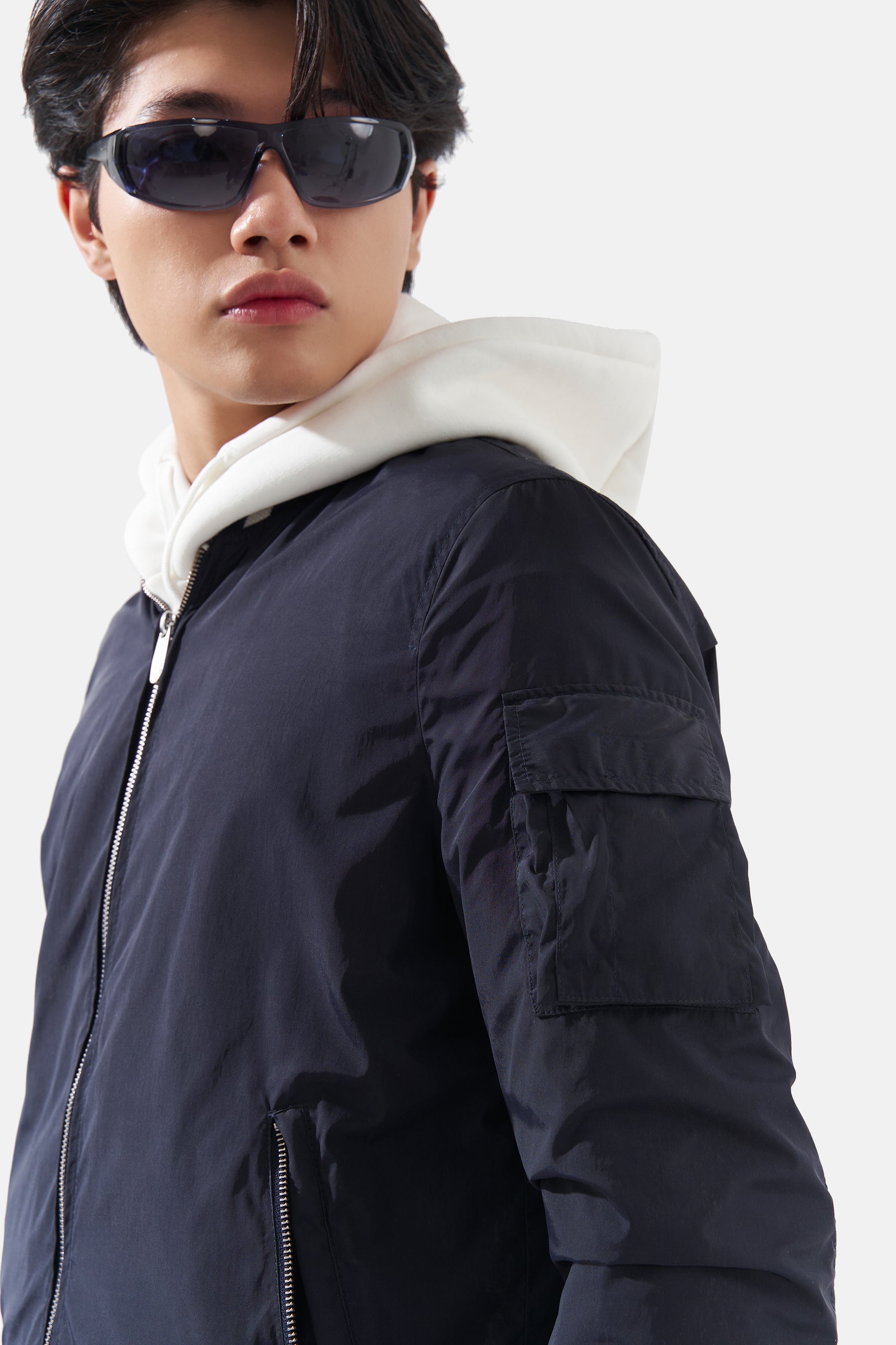 Marcel - Nylon Jacket With Striped Rib