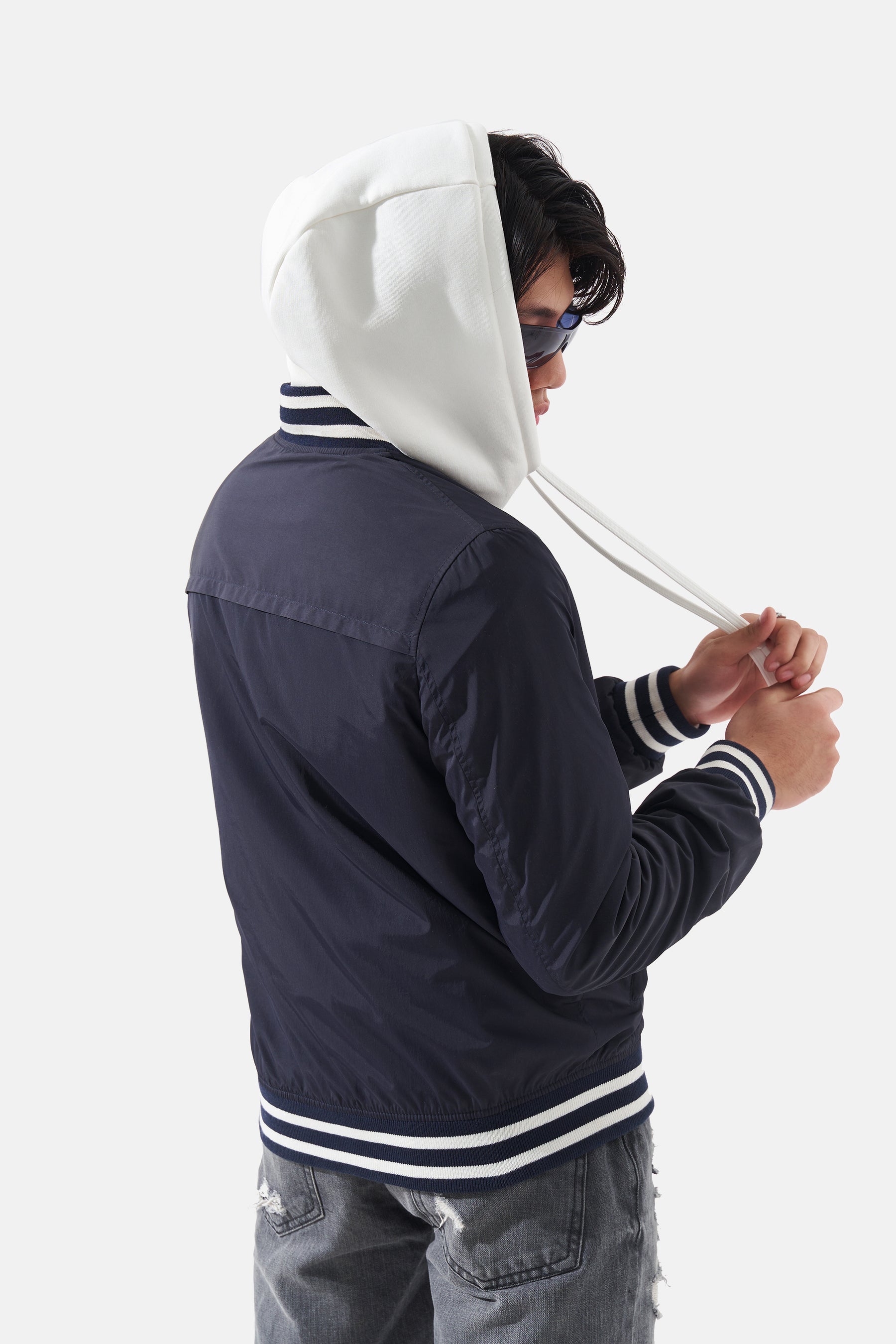 Marcel - Nylon Jacket With Striped Rib