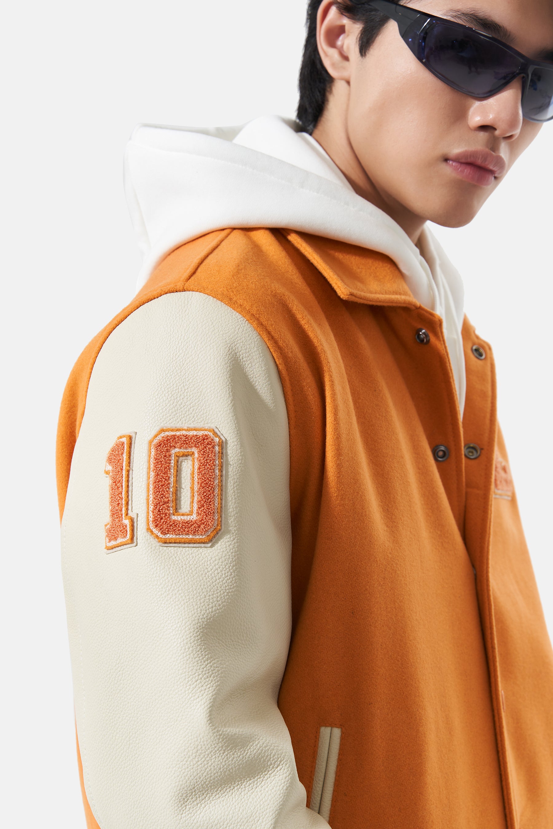 Ivar - Leather Varsity - Off White & Orange