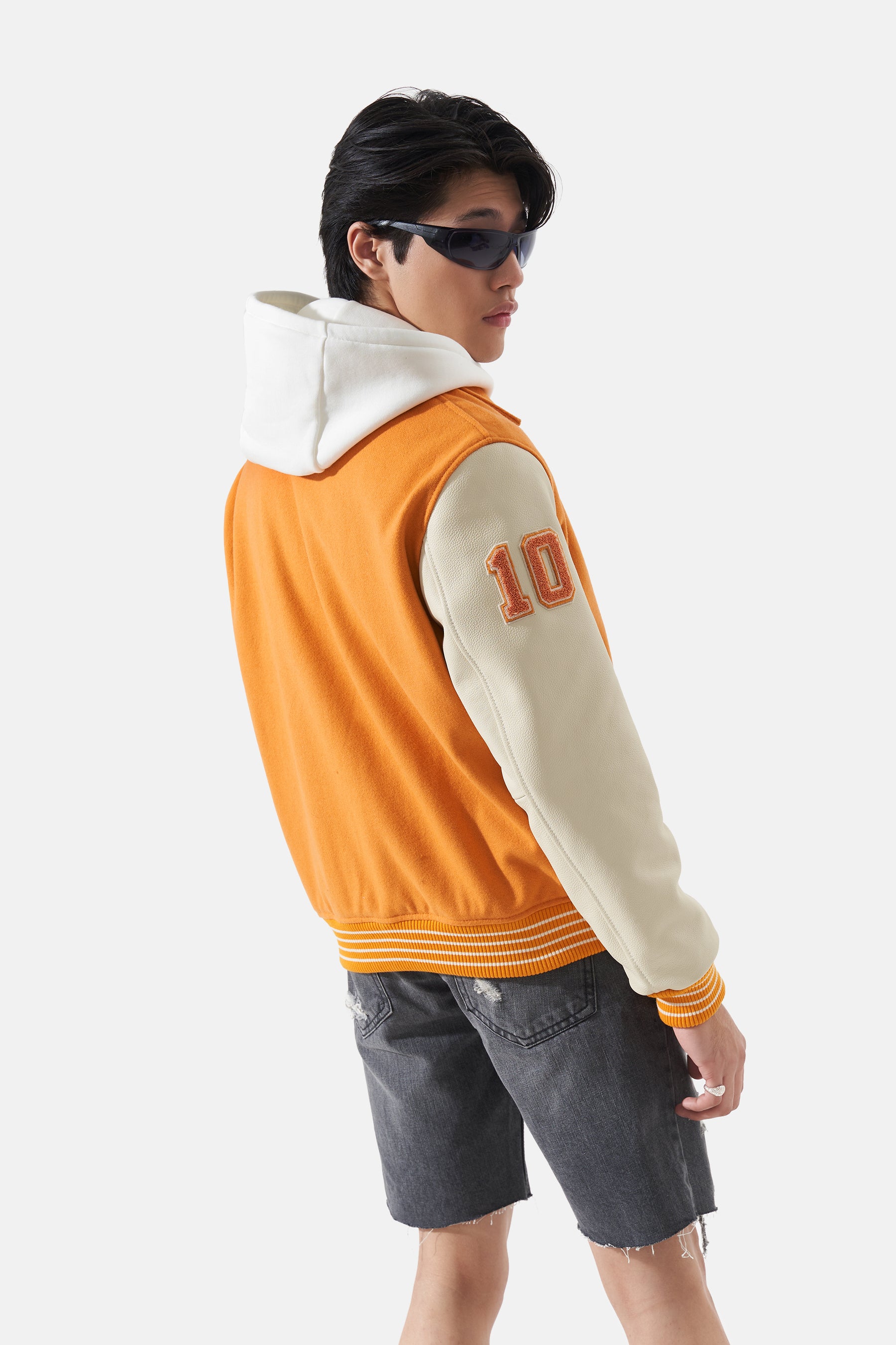 Ivar - Leather Varsity - Off White & Orange