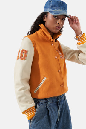 Ivar - Leather Varsity - Off White & Orange