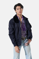 Amari - Nylon Jacket With Fur Collar