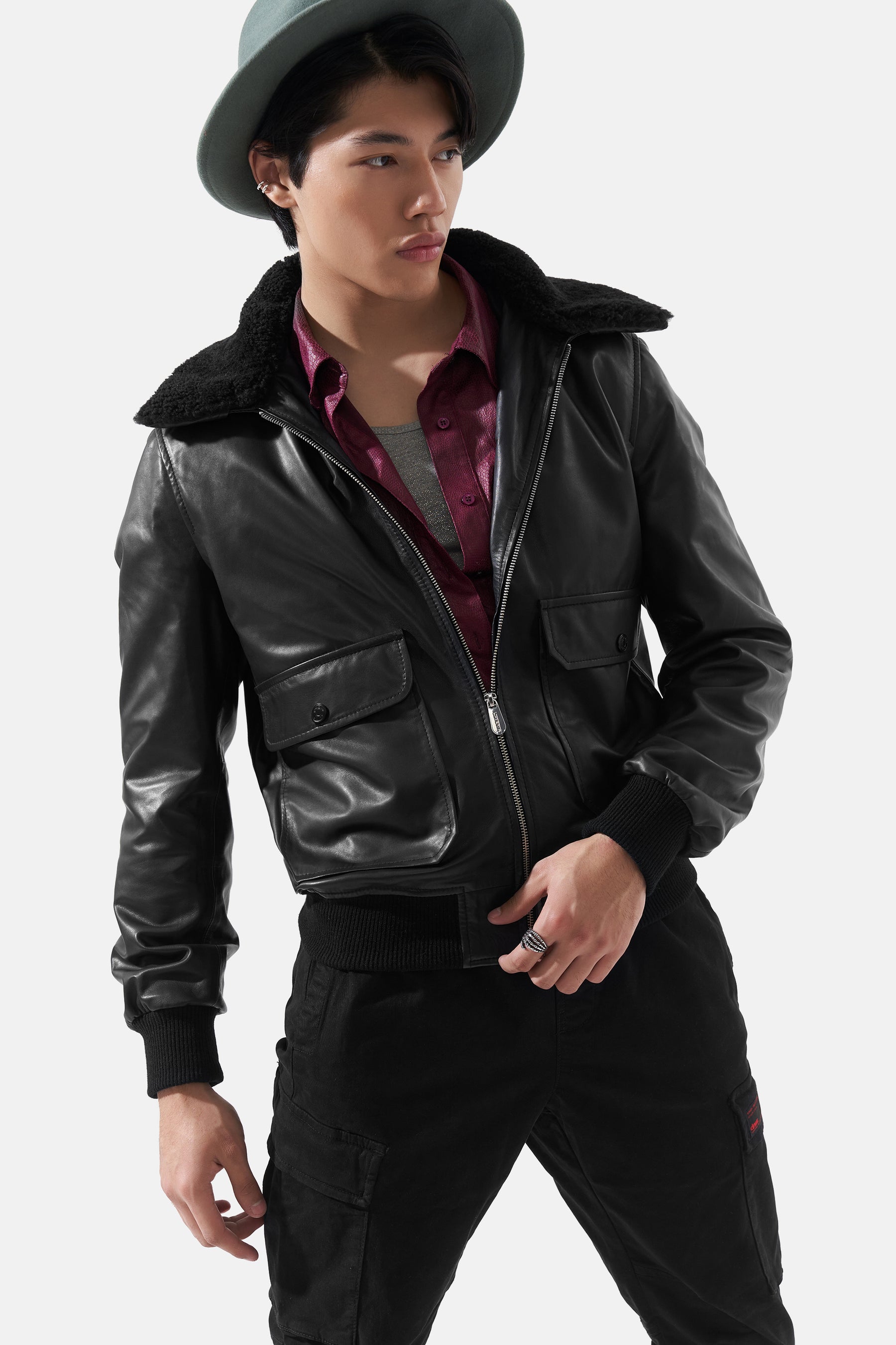 Hugo - Bomber Leather Jacket - Black