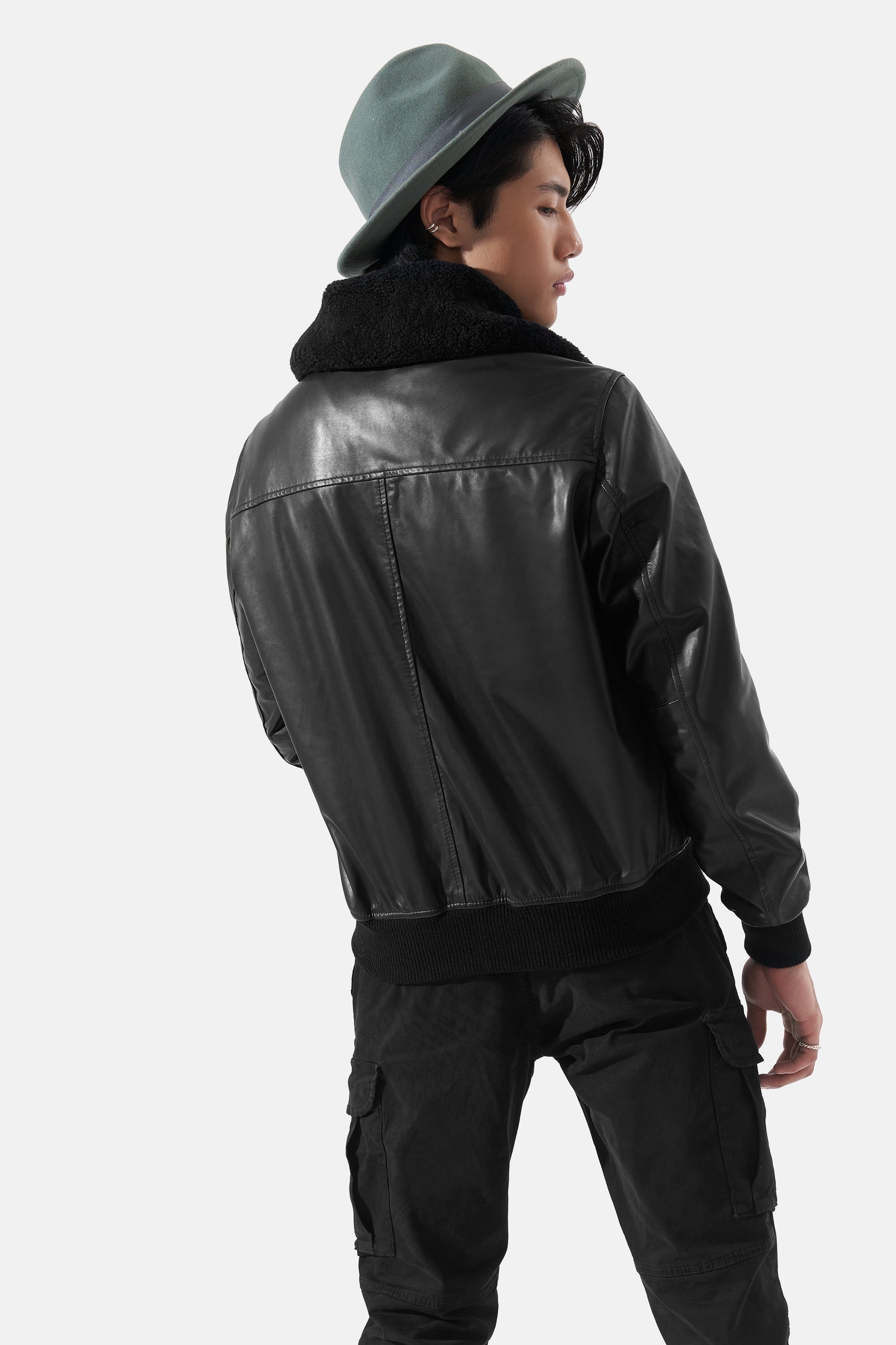 Hugo - Bomber Leather Jacket - Black