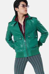 Castor - Leather Bomber Jacket - Shamrock Green