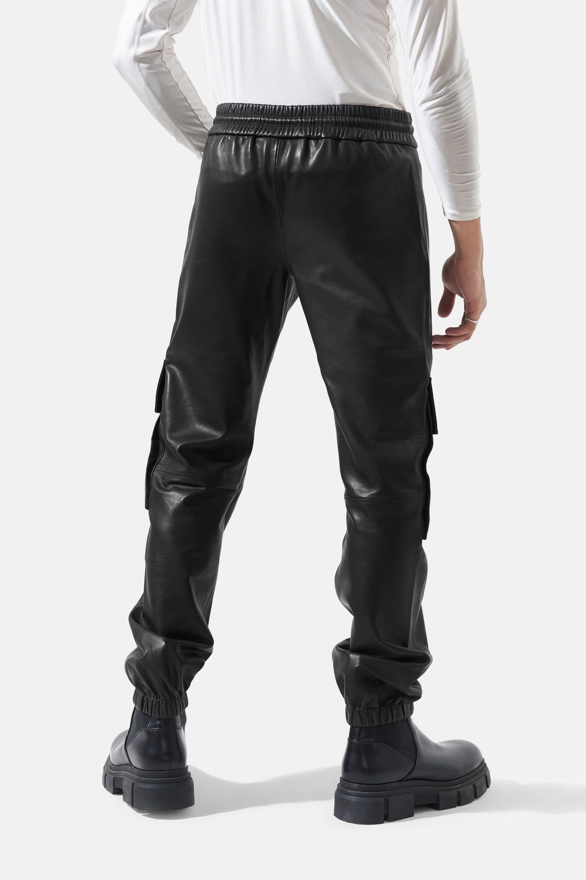 Filip - Leather Utility Joggers - Black