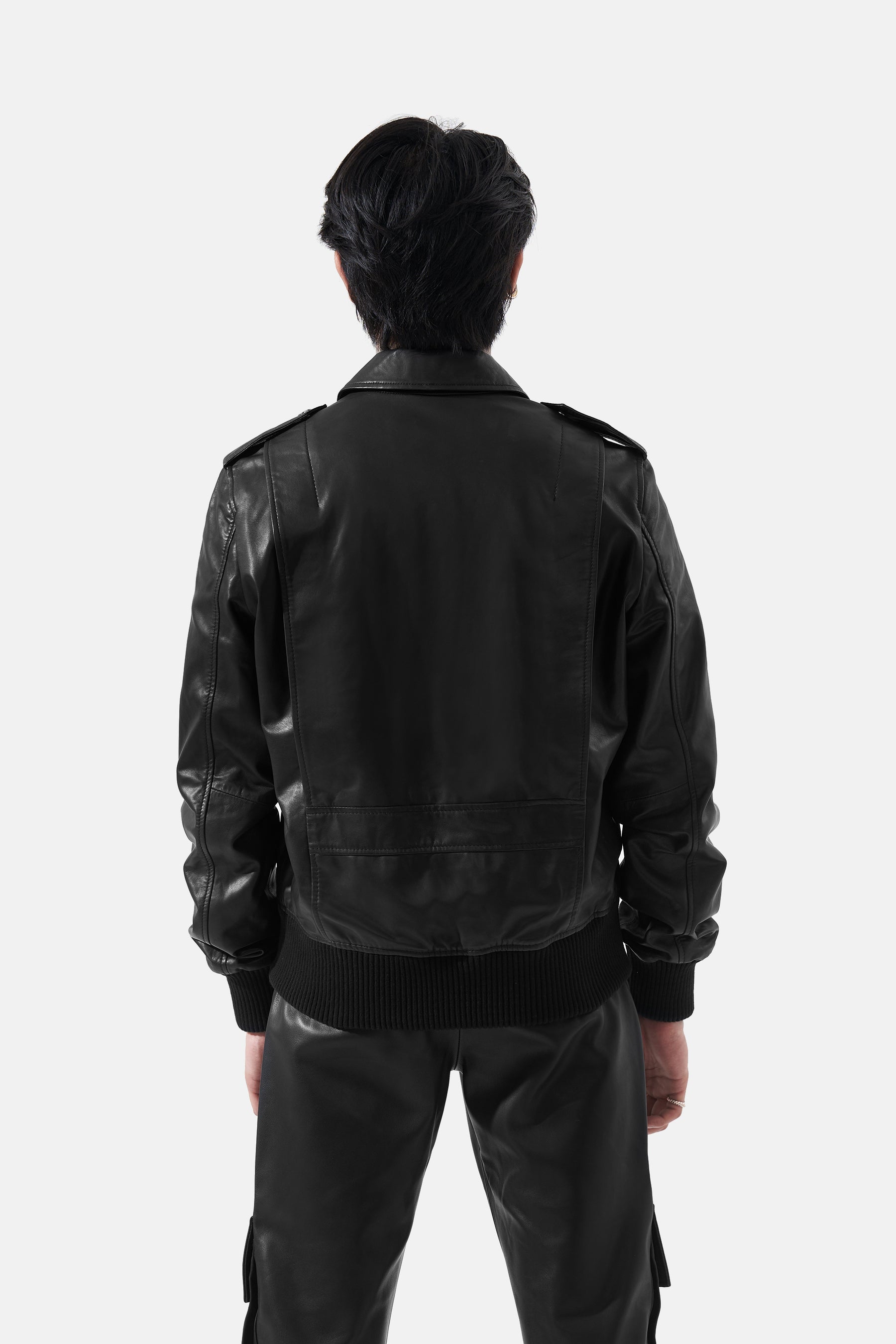 Castor - Leather Bomber Jacket - Black
