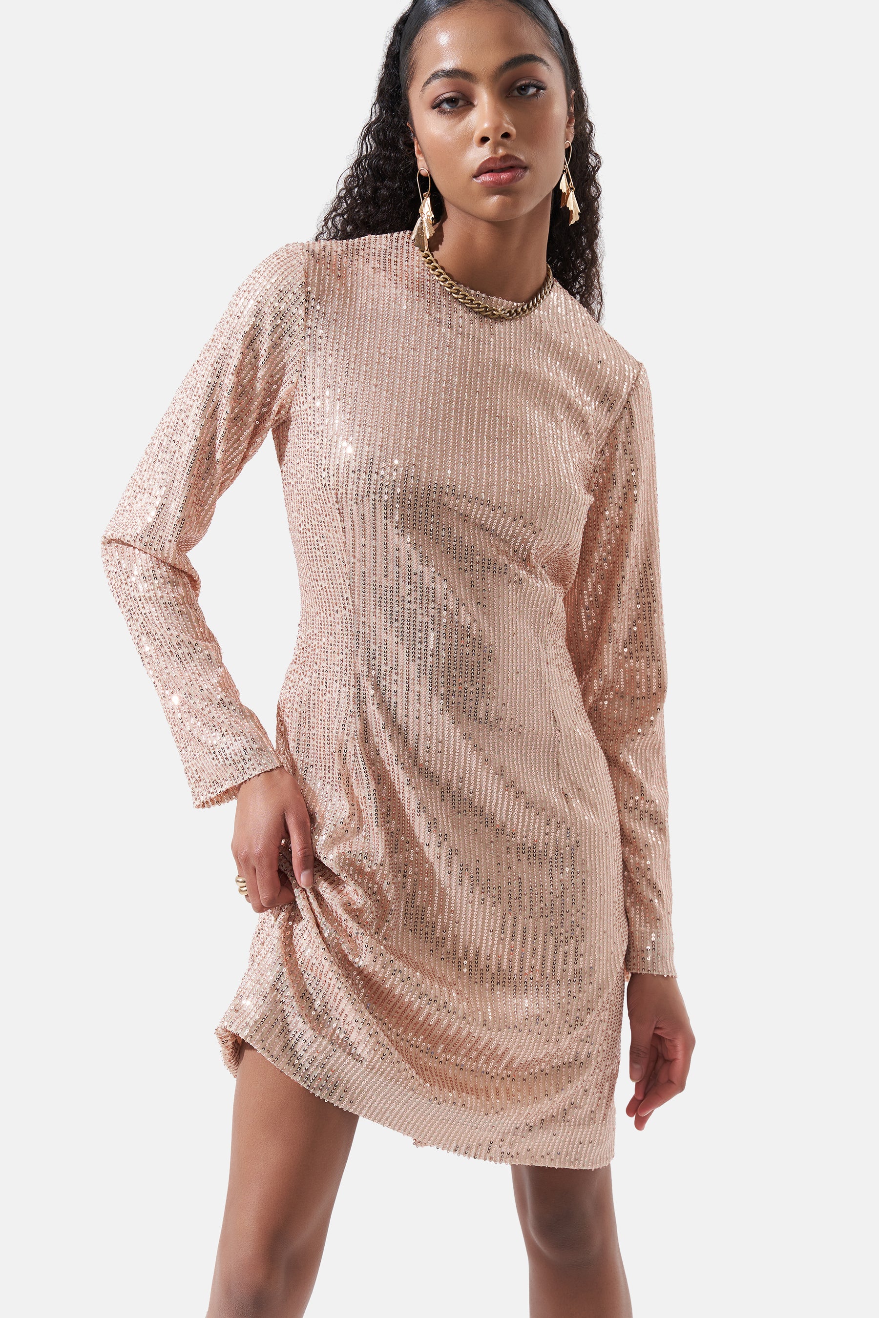 Helena - Sequin Dress - Champagne Gold