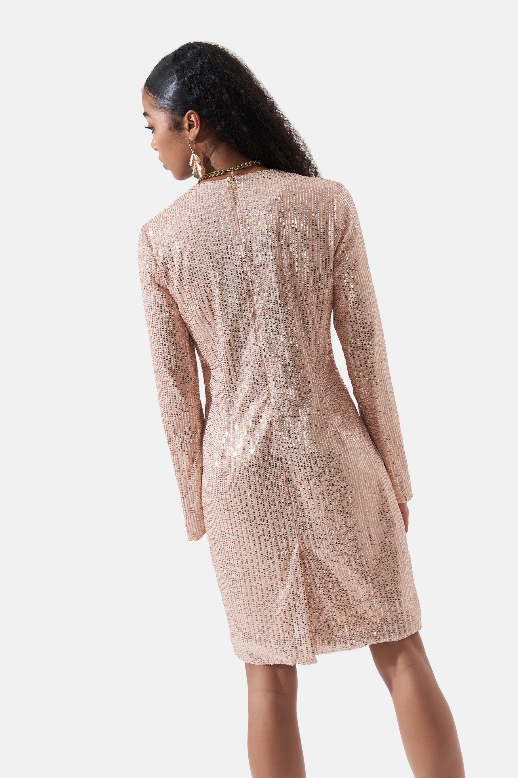 Helena - Sequin Dress - Champagne Gold