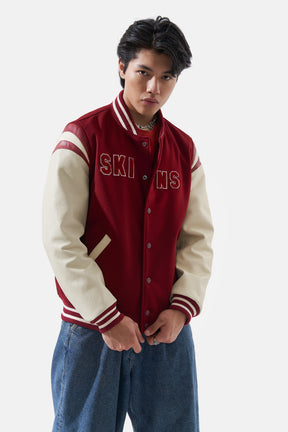 Skins - Leather Varsity - Burgundy & Off White