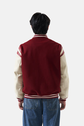 Skins - Leather Varsity - Burgundy & Off White