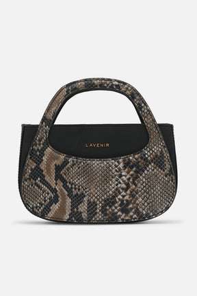 L'avenir - Moon Sling With Additional Pearl handle - Black With Python Print