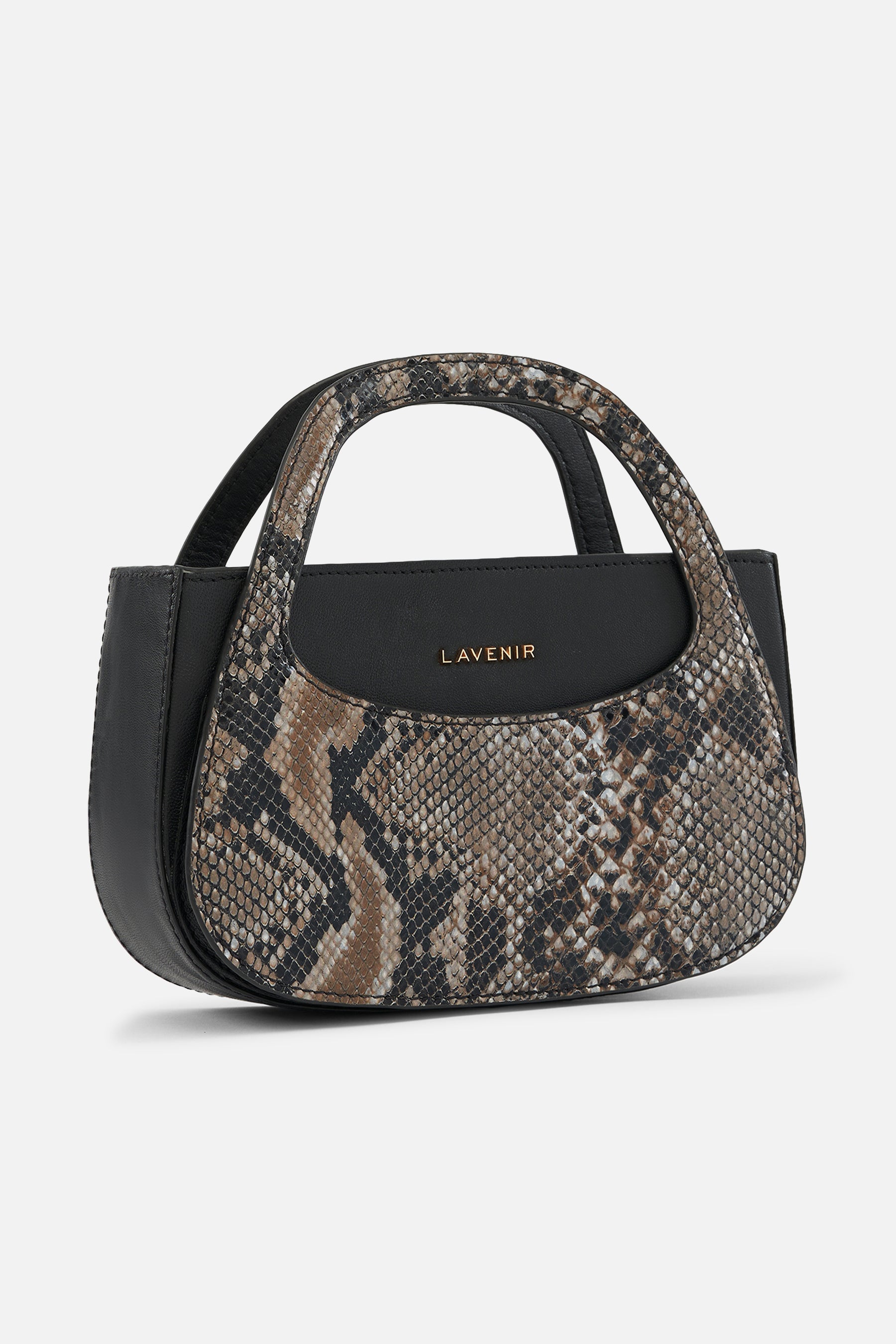 L'avenir - Moon Sling With Additional Pearl handle - Black With Python Print