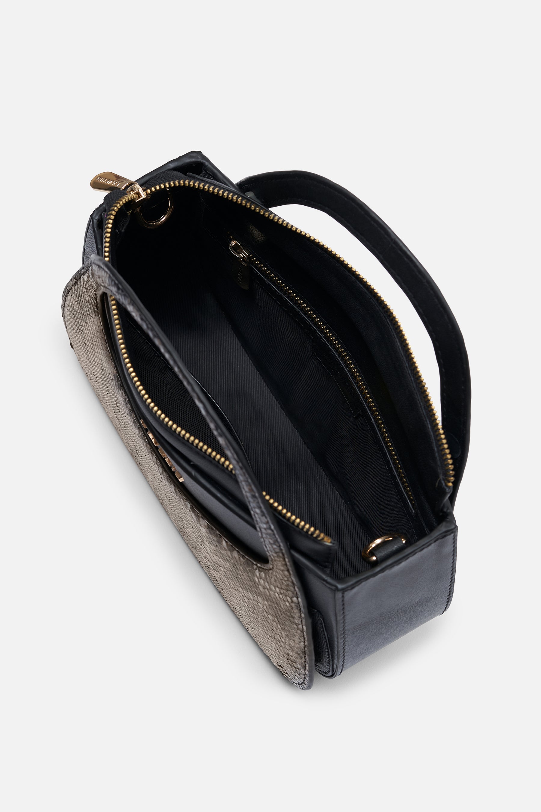 L'avenir - Moon Sling With Additional Pearl handle - Black With Python Print