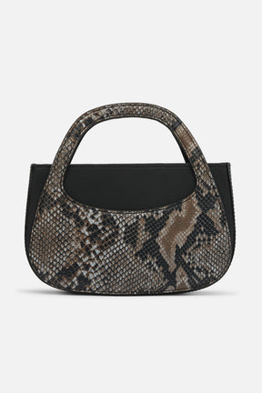 L'avenir - Moon Sling With Additional Pearl handle - Black With Python Print