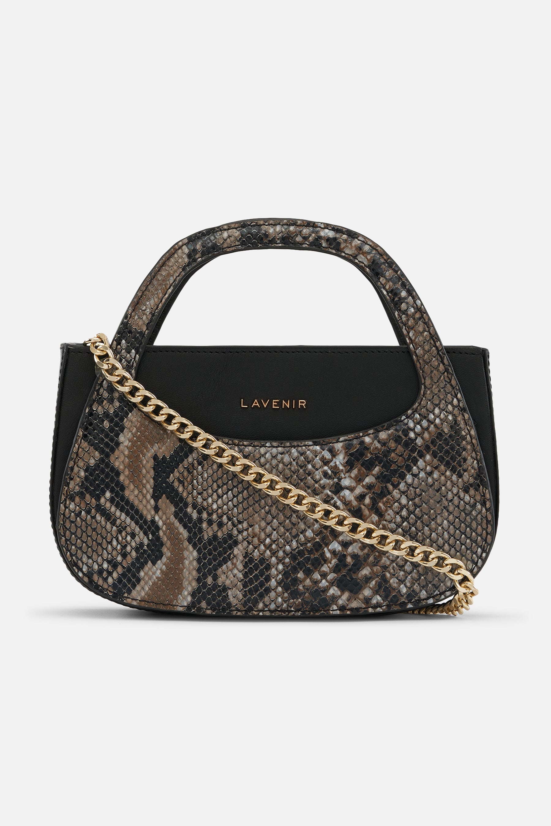 L'avenir - Moon Sling With Additional Pearl handle - Black With Python Print