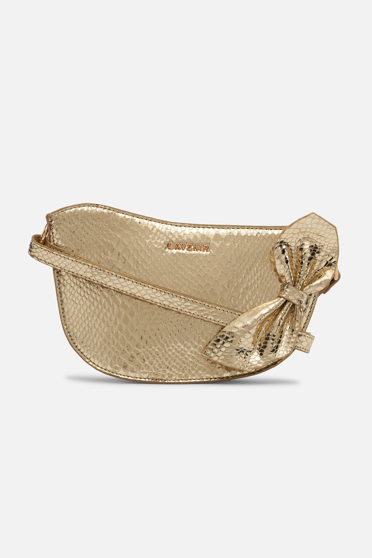 Raessa - Bow Bag - Gold Metallic Python Print
