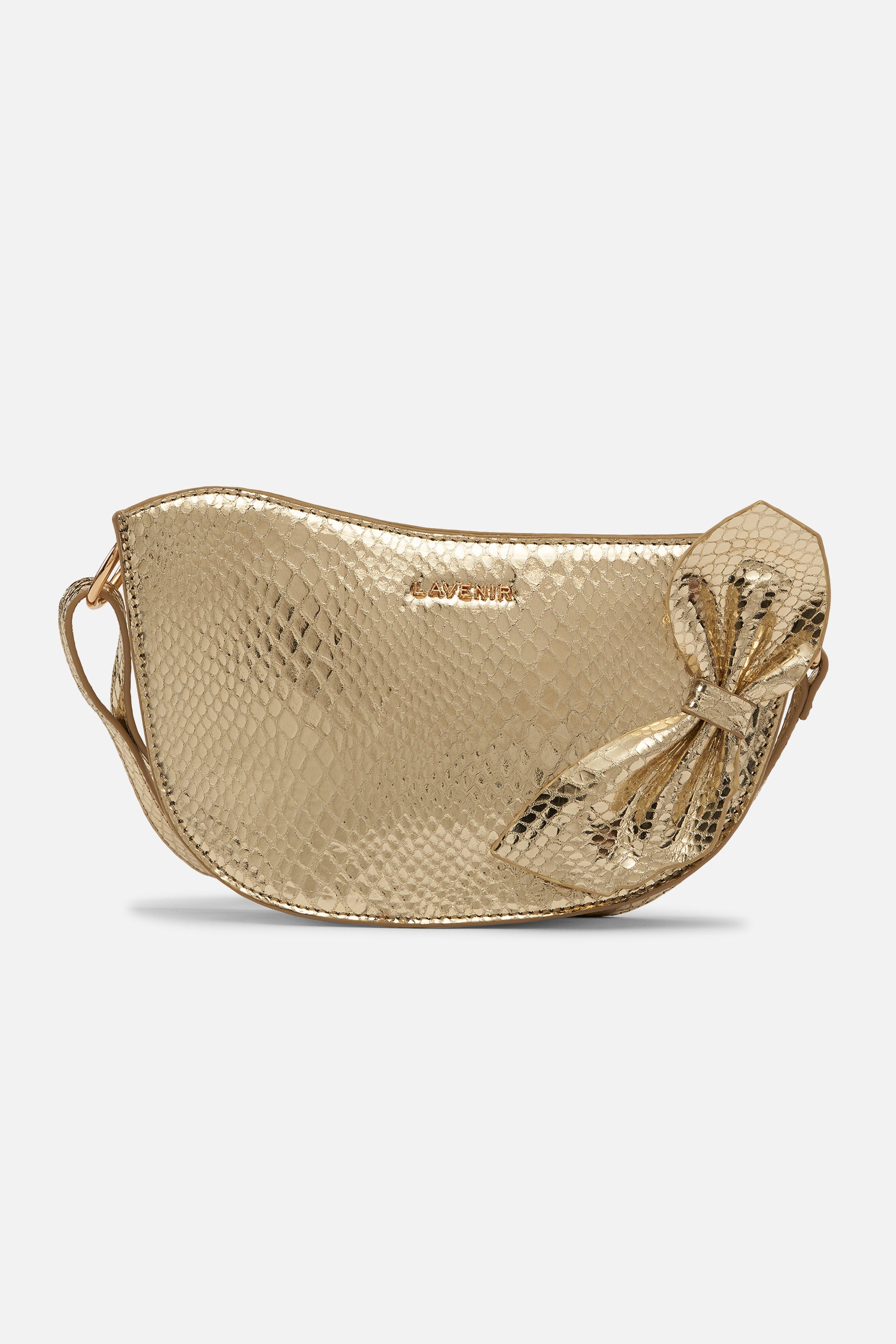 Raessa - Bow Bag - Gold Metallic Python Print