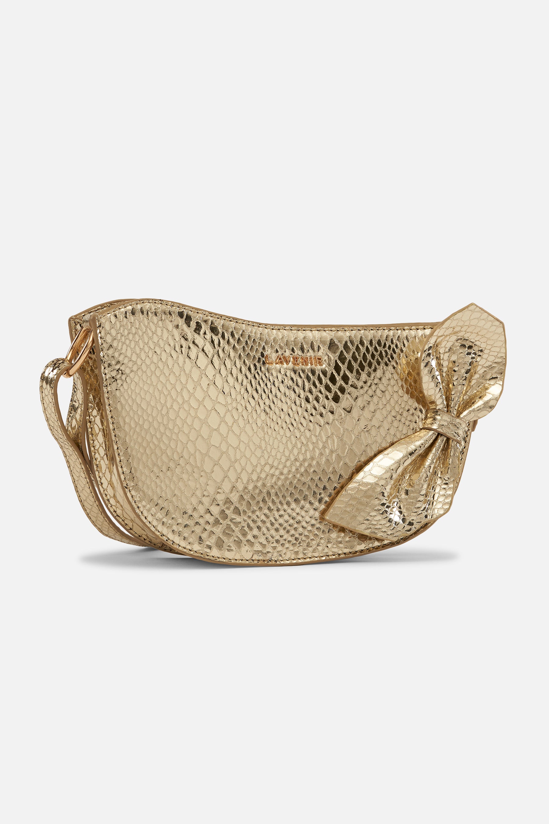 Raessa - Bow Bag - Gold Metallic Python Print