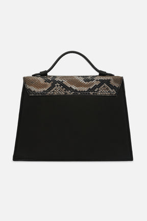 Miami - Pearl Handle Bag - Black With Python Print