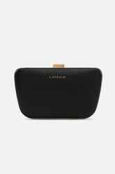 Camila - Leather Box Clutch Bag - Black