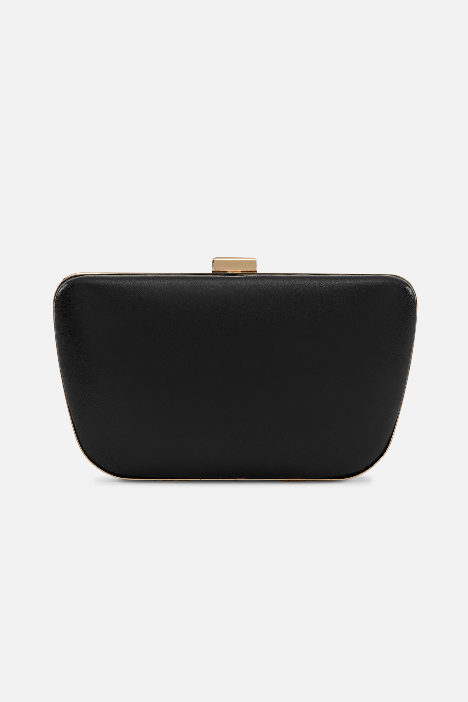 Camila - Leather Box Clutch Bag - Black