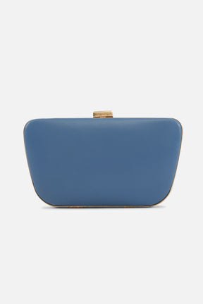 Camila - Leather Box Clutch Bag - Smoke Blue