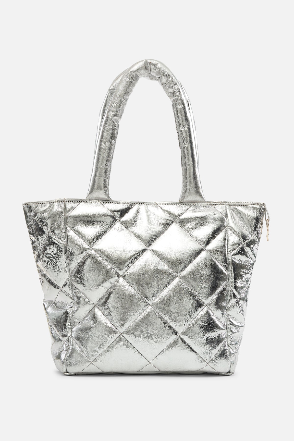 Ophidia - Wrinkle Metallic Tote - Silver Metallic