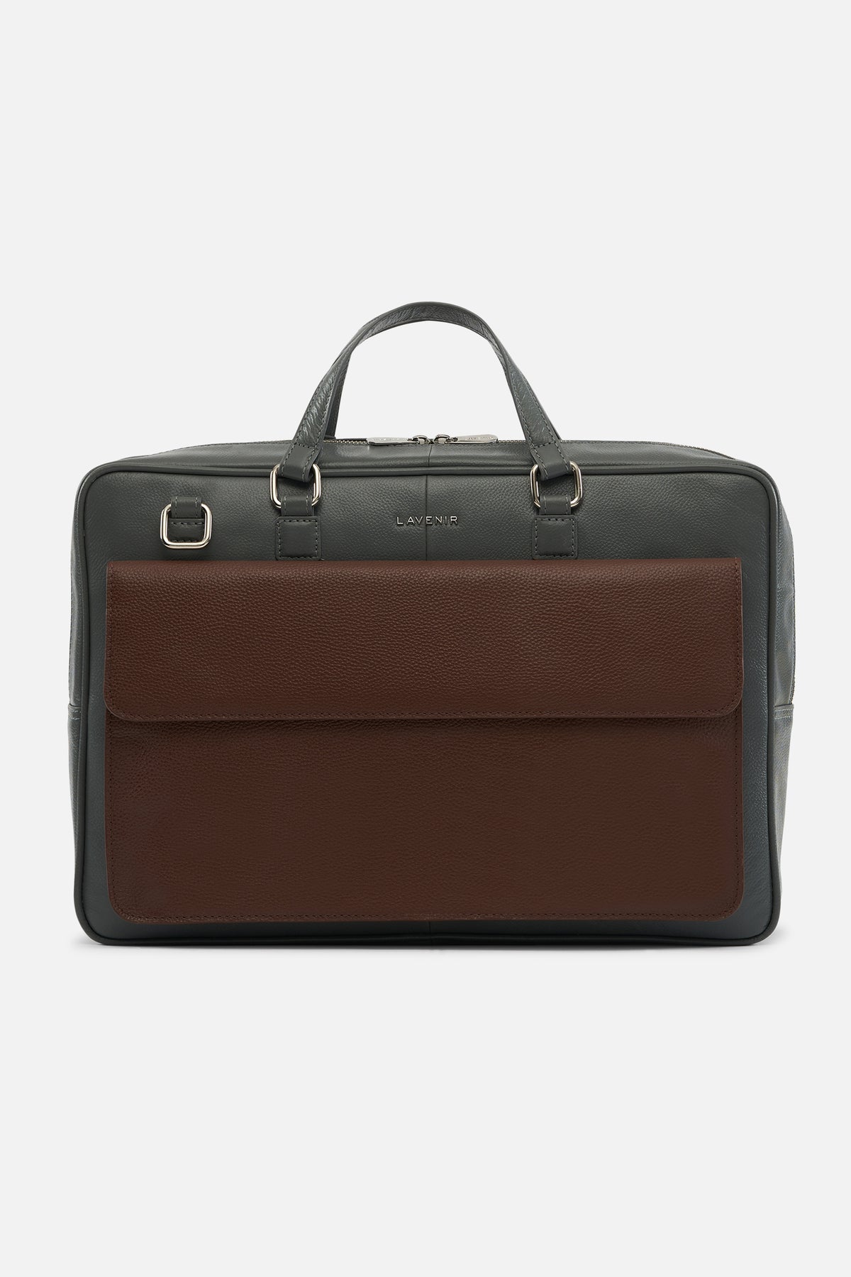 Bronco - Leather Laptop Bag - Gunmetal and Brown