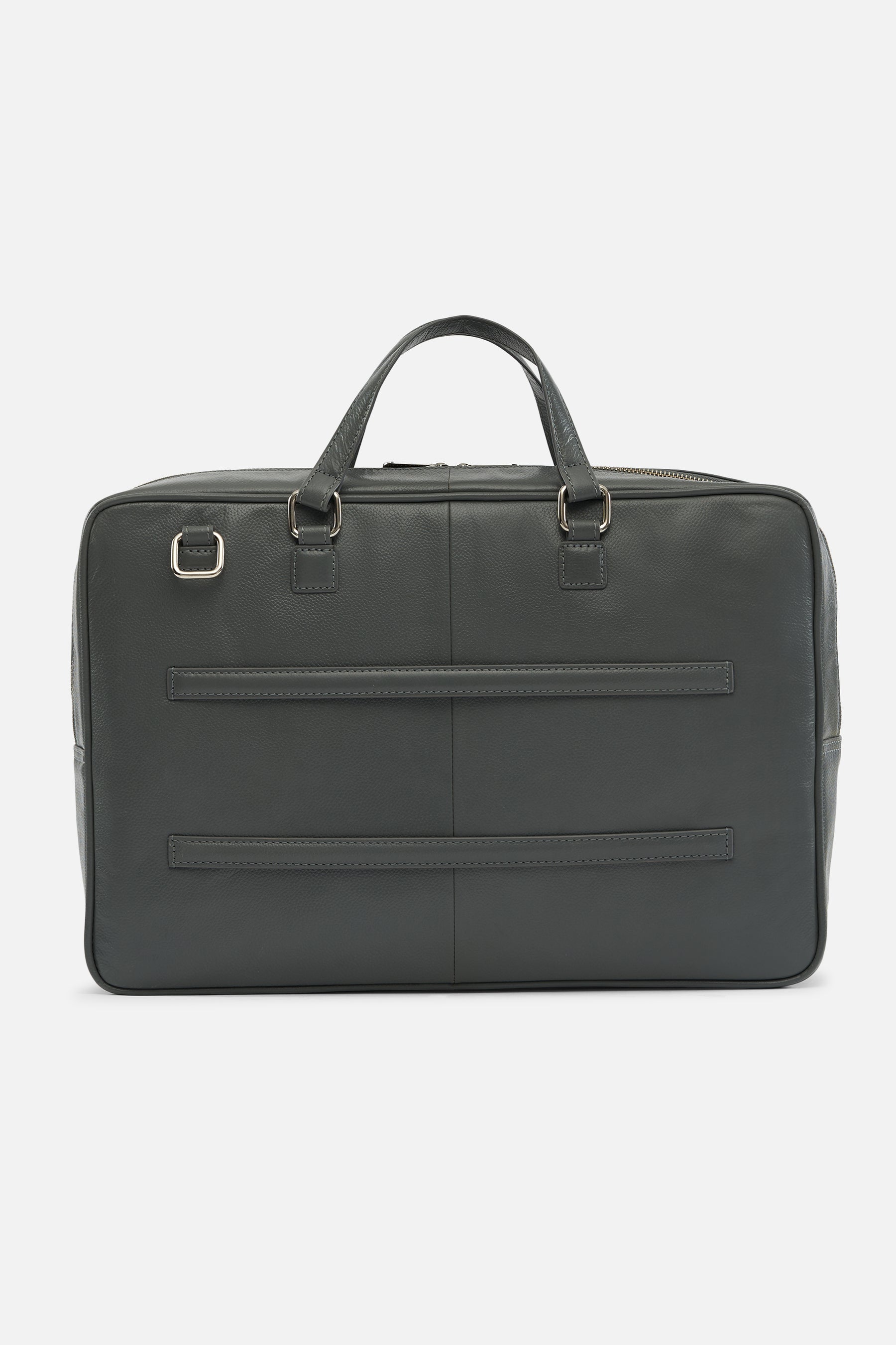 Bronco - Leather Laptop Bag - Gunmetal and Brown