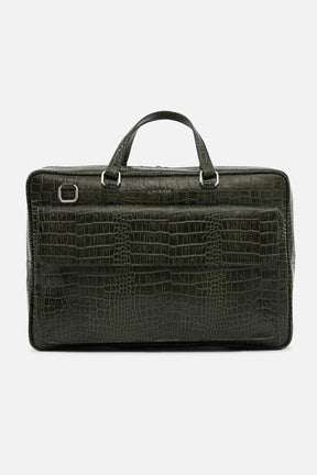 Bronco - Leather Laptop Bag - Deep Lichen Green