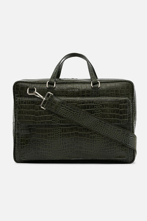 Bronco - Leather Laptop Bag - Deep Lichen Green