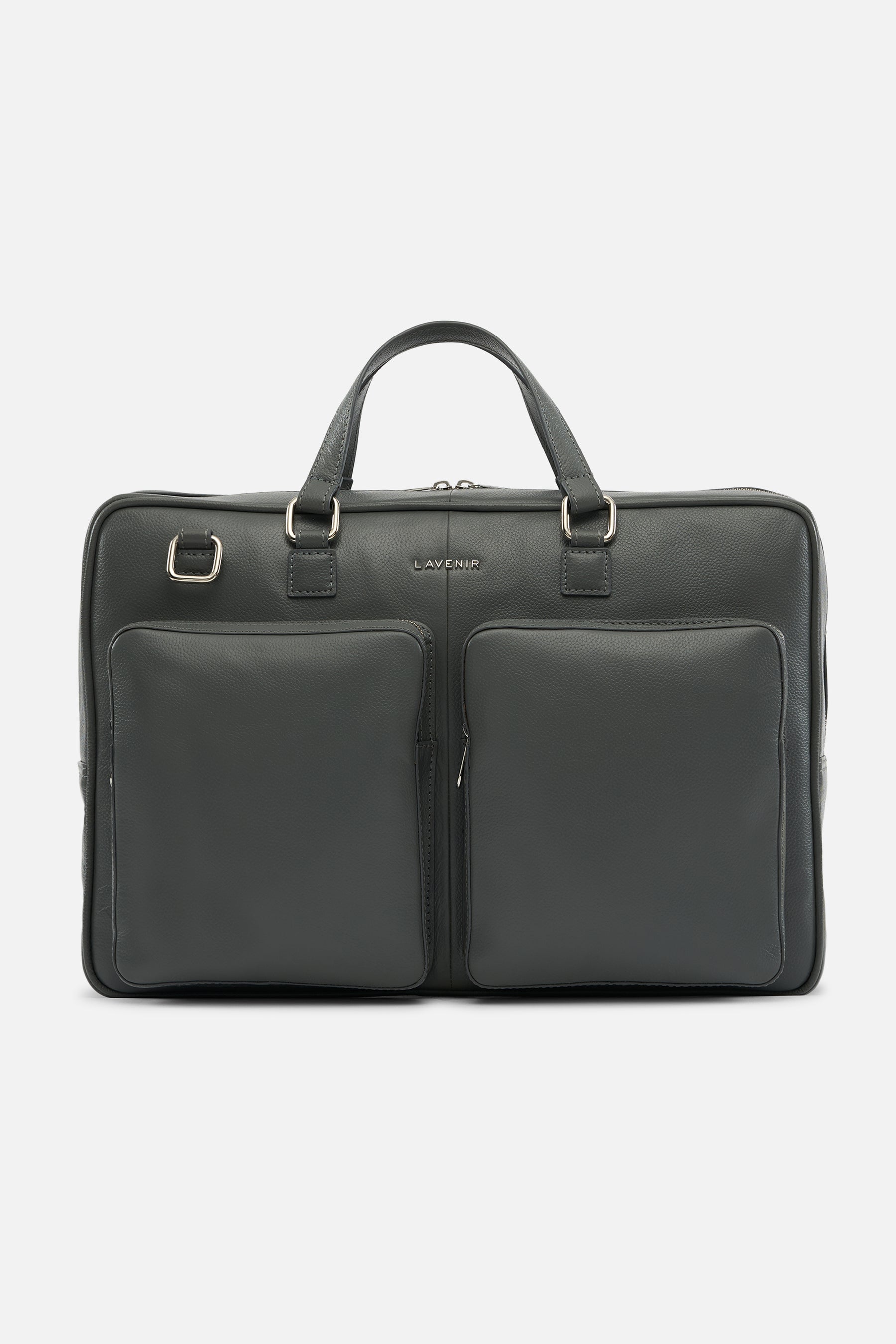 Tyrel - Leather Utility Laptop Bag - Gunmetal