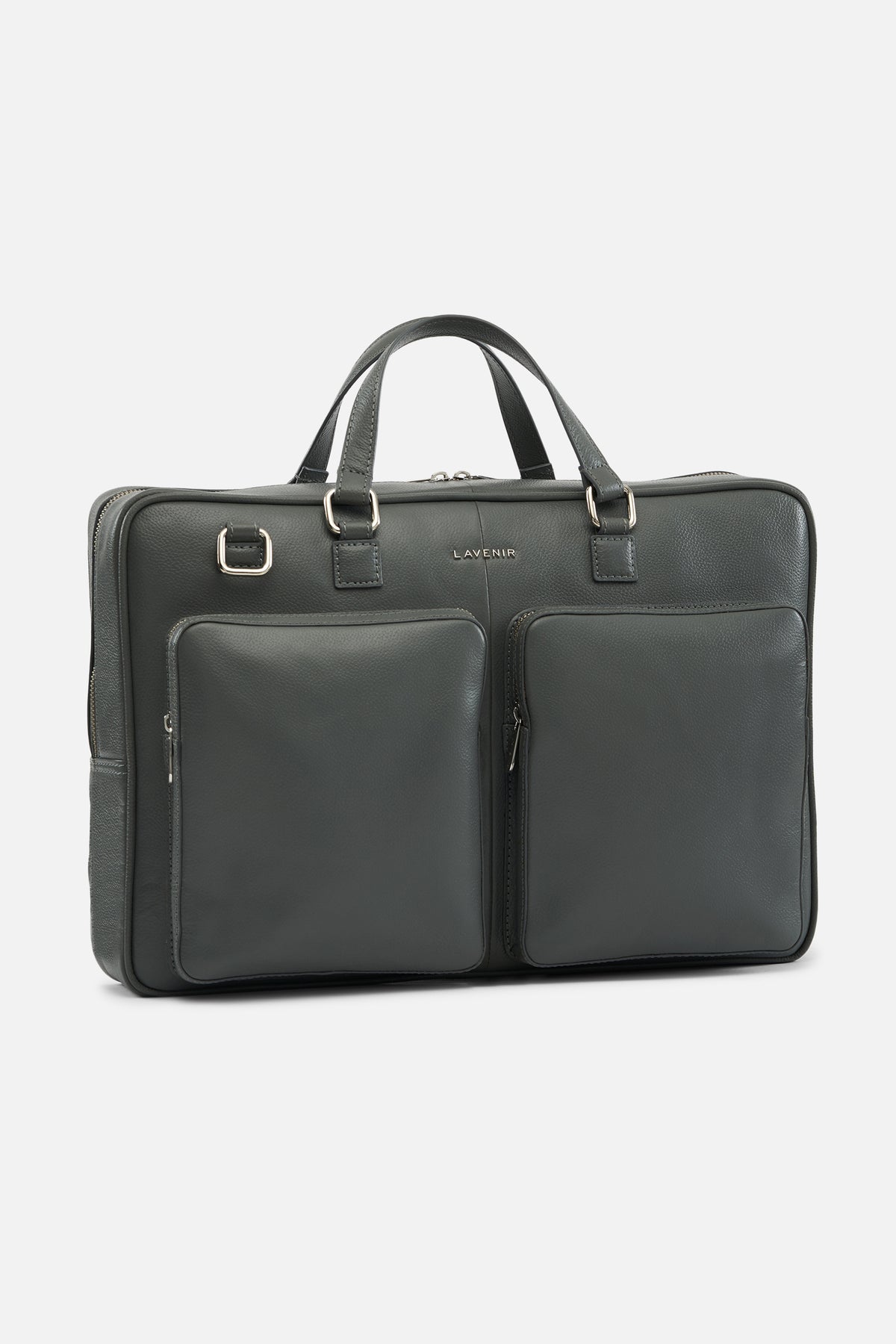 Tyrel - Leather Utility Laptop Bag - Gunmetal