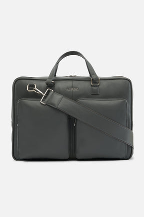 Tyrel - Leather Utility Laptop Bag - Gunmetal