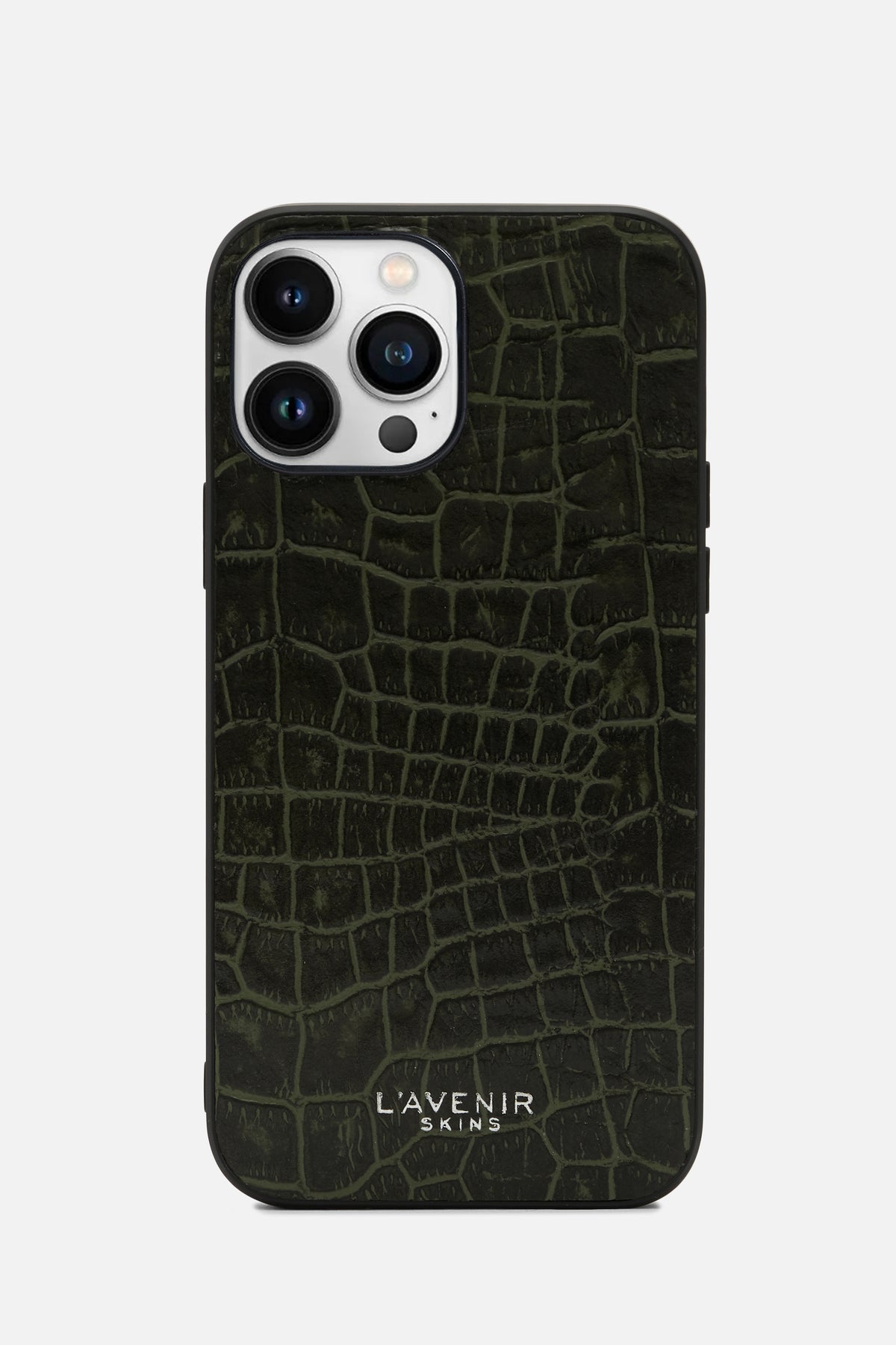 IPHONE CROCO CASE - DEEP LICHEN GREEN