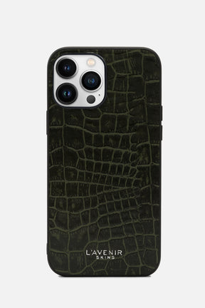 iPhone Croco Case - Deep Lichen Green