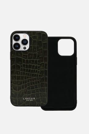 iPhone Croco Case - Deep Lichen Green