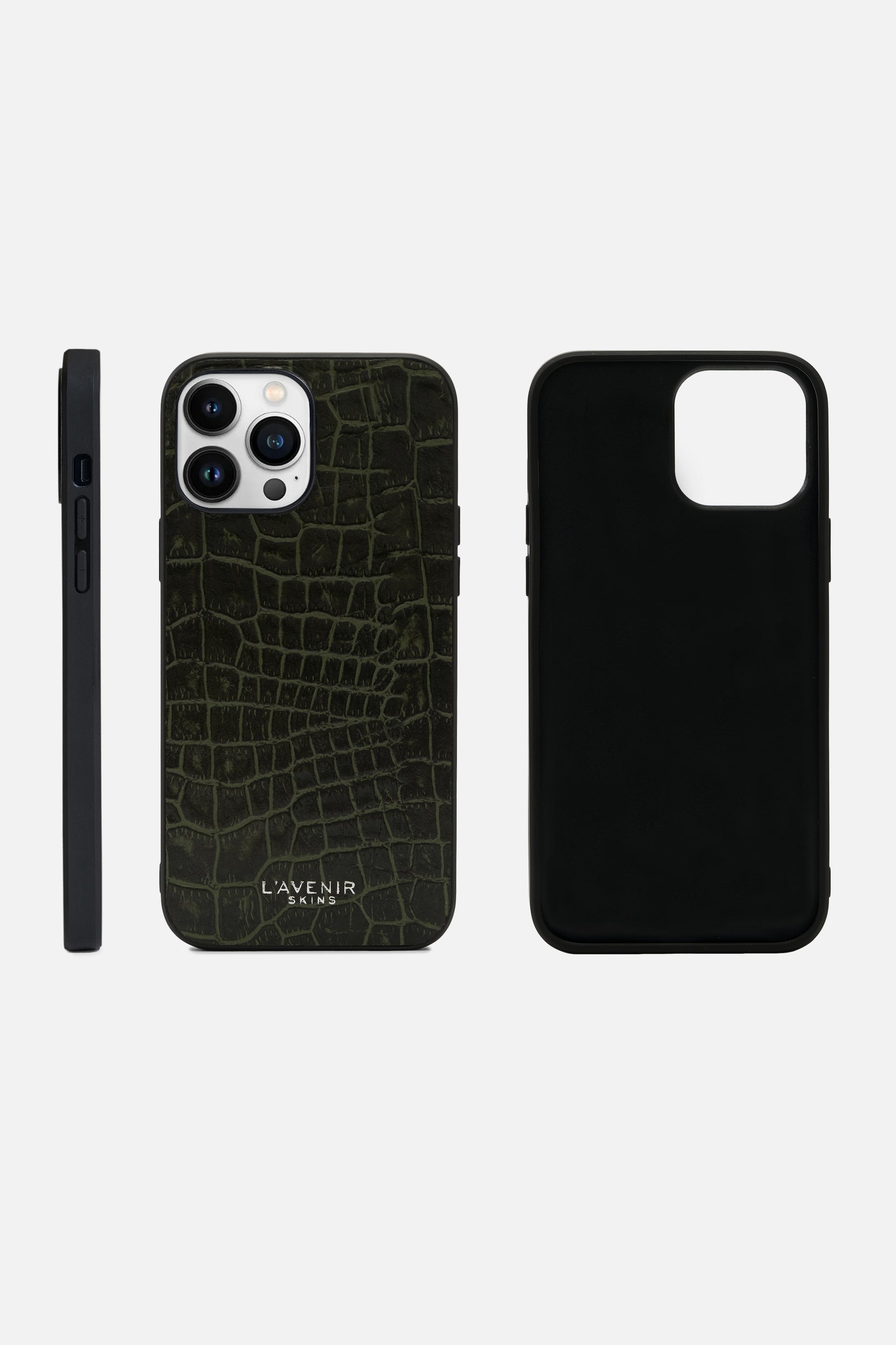 IPHONE CROCO CASE - DEEP LICHEN GREEN