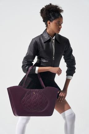 Evelyn - Quilted Tote - Plum