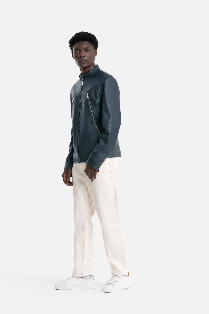 Satori - Leather Jacket - Peacock Green