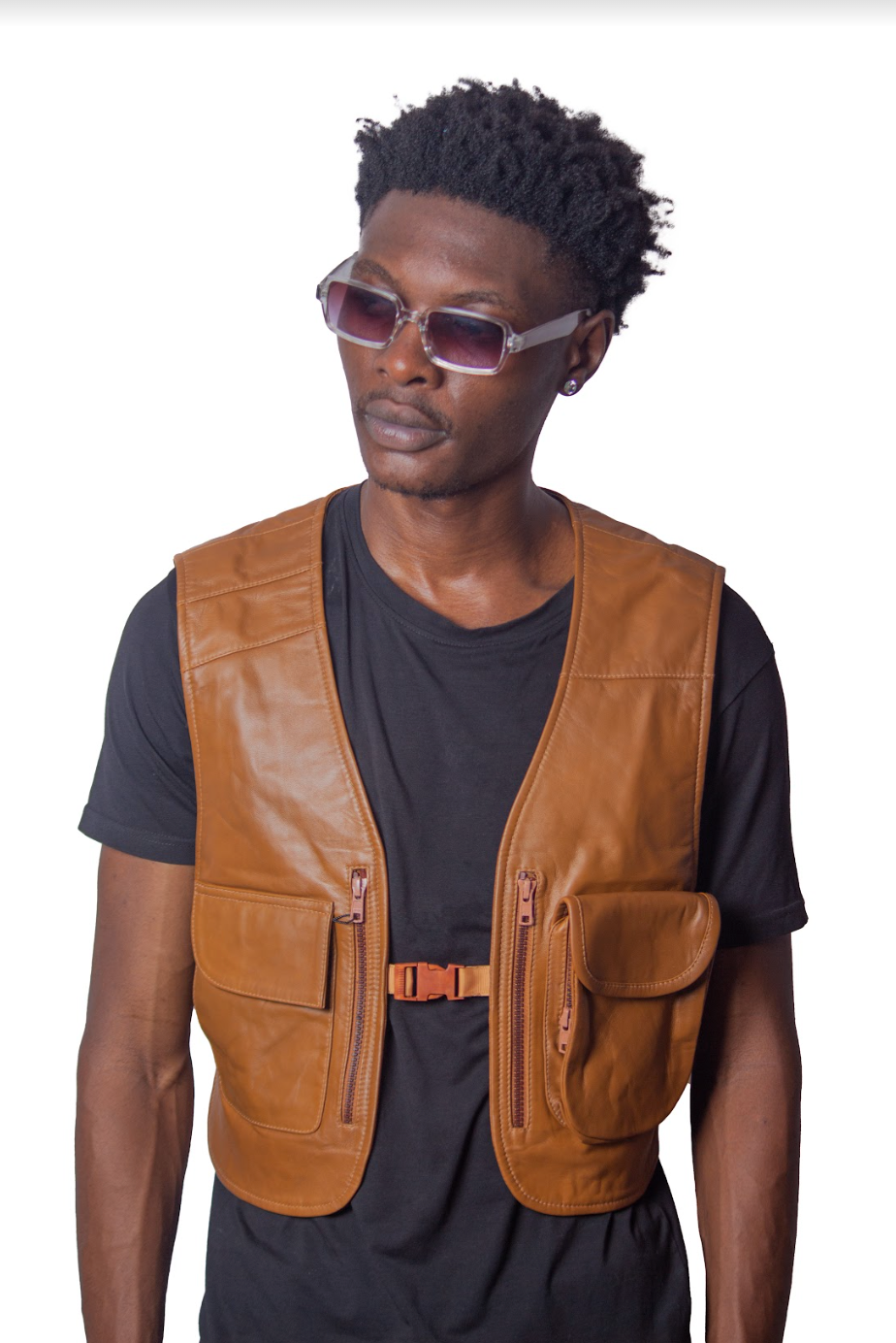 Fionn - Leather Utility Gilet - Whiskey