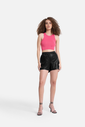 Ebba - Leather Shorts - Black