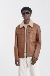 Axel - Fur Collar Jacket - Cognac