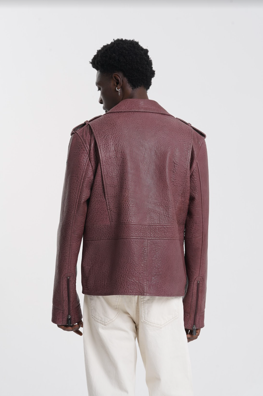 Klas - Leather Biker Jacket - Wine