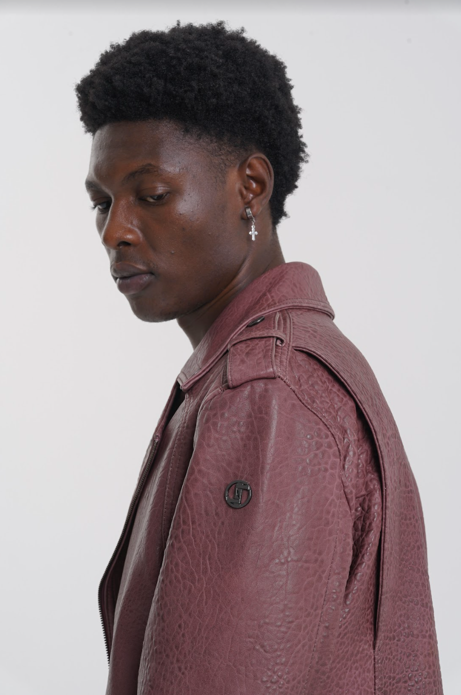 Men pink hot sale leather jacket