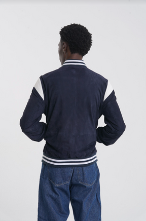 Ronan - Suede Leather Varsity - Navy