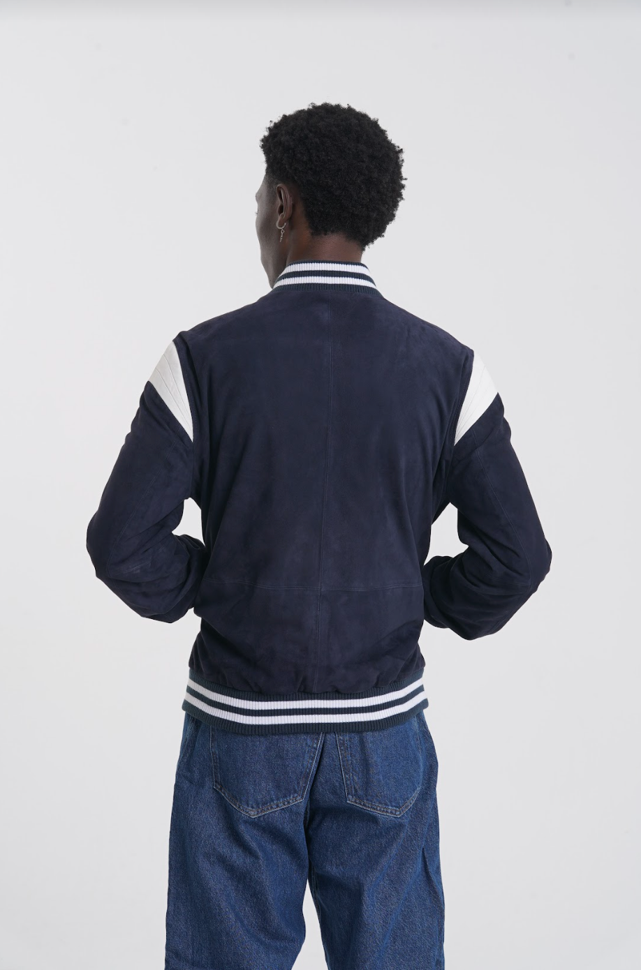 Ronan - Suede Leather Varsity - Navy