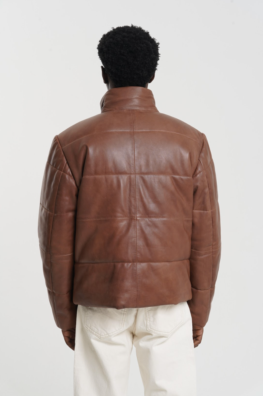 Abyss - Leather Puffer Jacket - Cognac