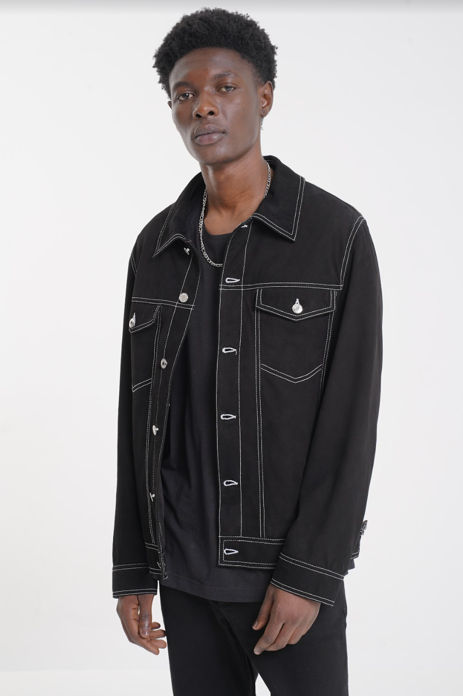 Felix - Suede Denim Look Jacket - Black